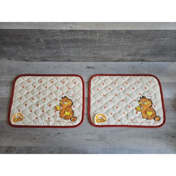 RARE NOS Vintage Garfield Jim Davis 2 Placemats w HANG TAGS 1970s New - Picture 1 of 12